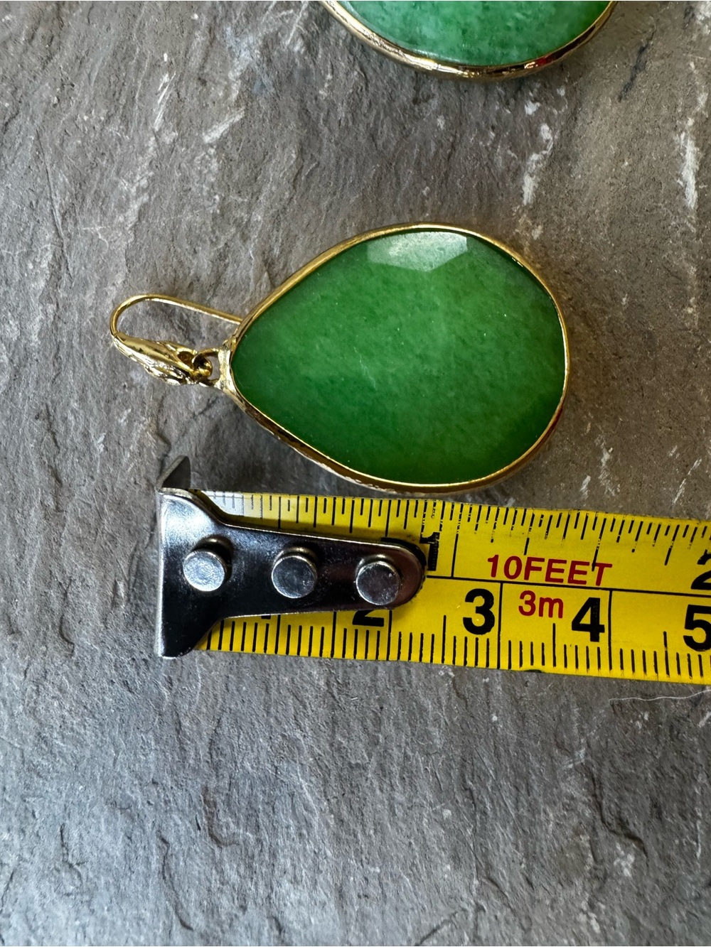 Stella & Dot Green Teardrop Stone Earrings with Gold Tone - Picture 3 of 4